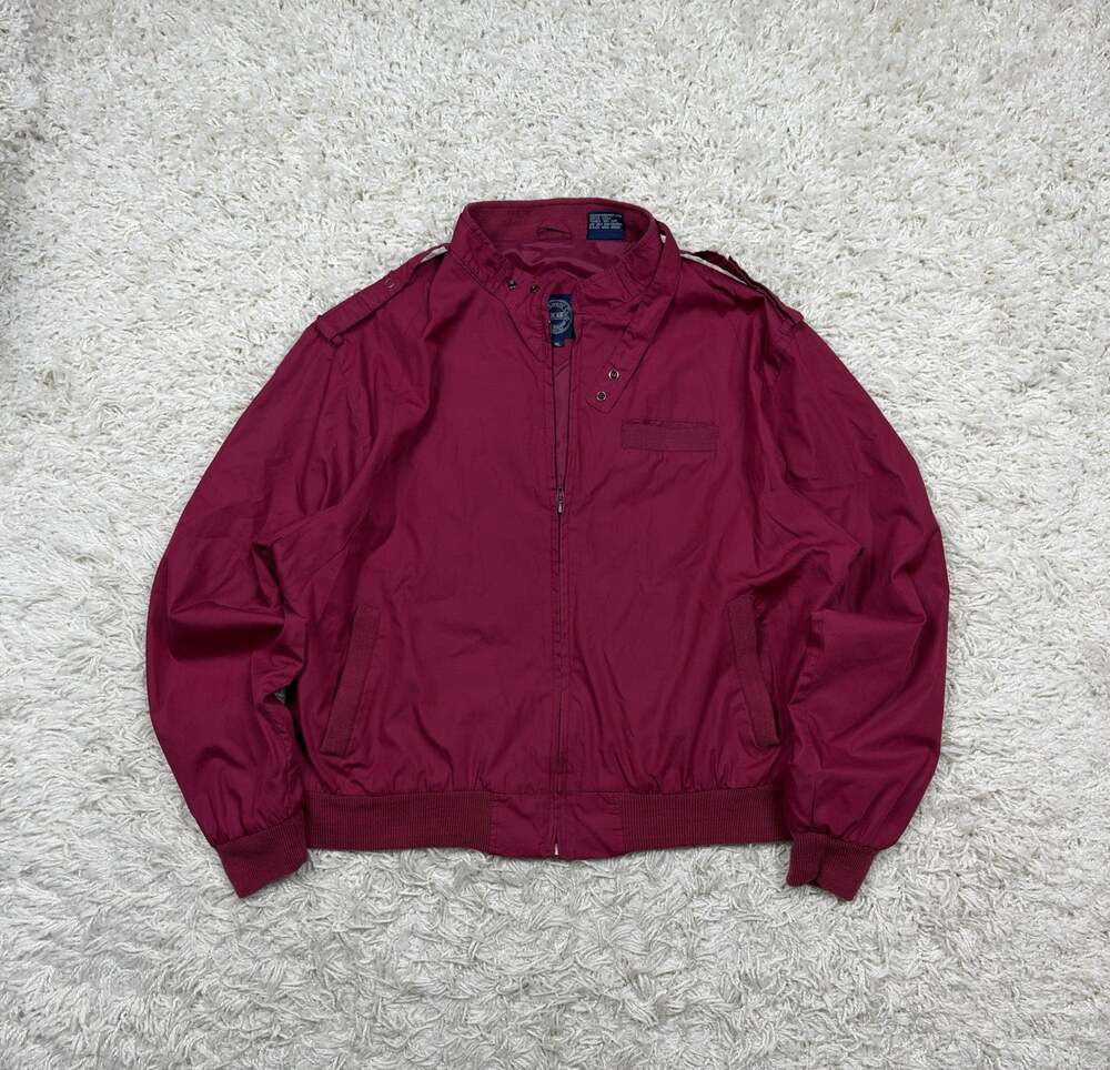Vintage 80s J Blair Adventurers Club Cafe Racer Bomber Jacket Mens XL Burgundy